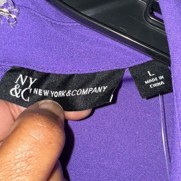 New York and Comoany Purple Jumpsuit size L never worn new with tags! Belted - Picture 3 of 5